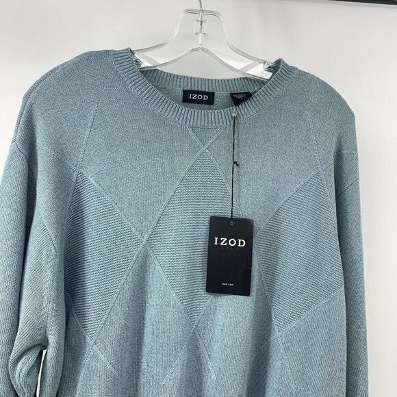 IZOD Golf Mens Sweater Blue Argyle Large New - Picture 3 of 5